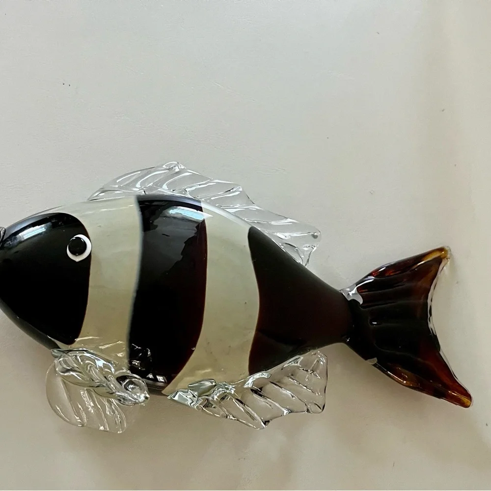 Glass Fish Figurine - Black and Brown